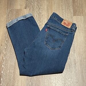 Levi's Women's Denim Capri Jeans Size 27 Dark Wash Cuffed Cropped EUC‎